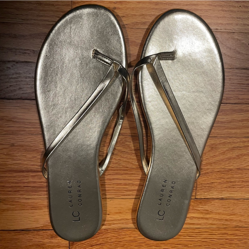 Lauren Conrad Gold Flip Flops